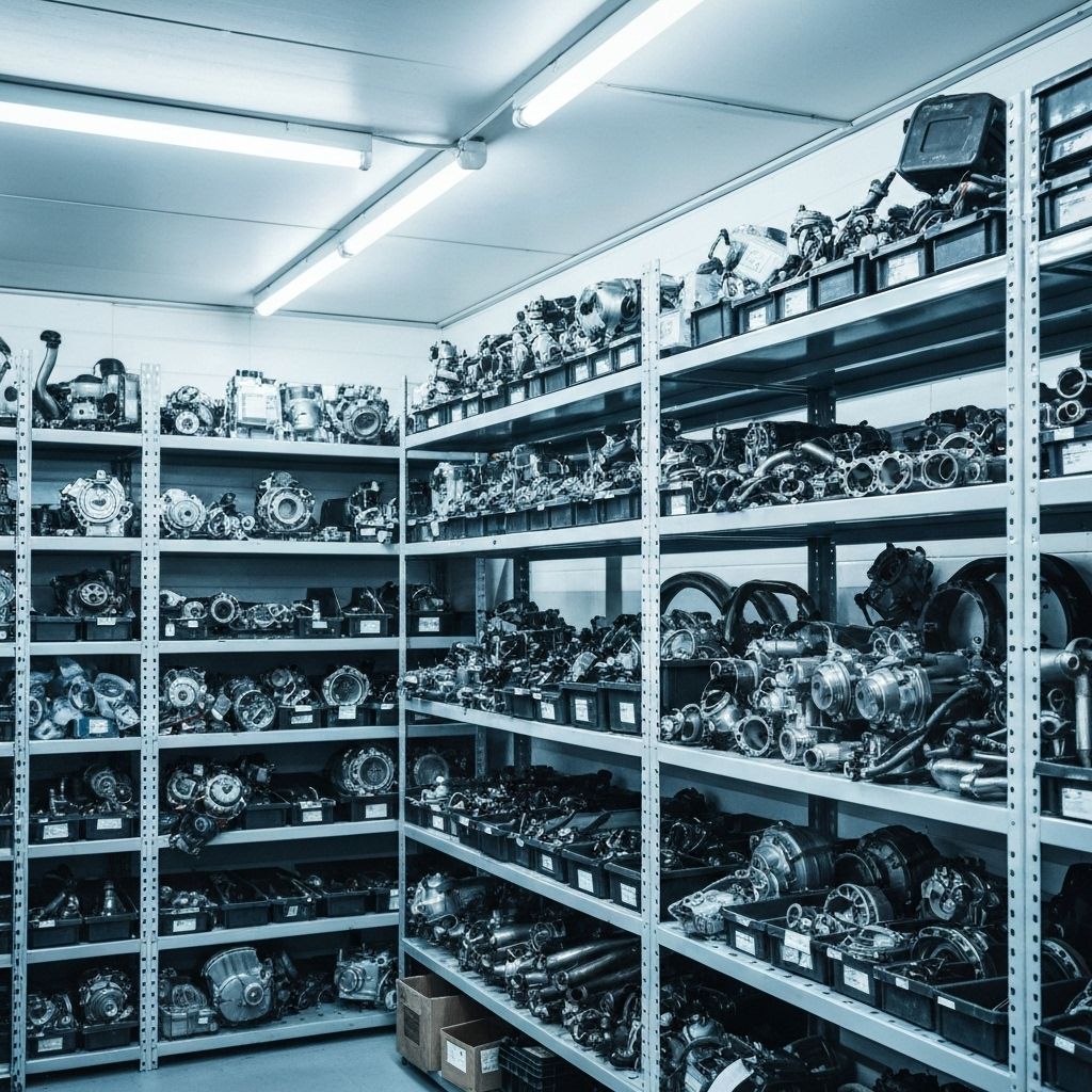 Repuestos originales organizados en taller